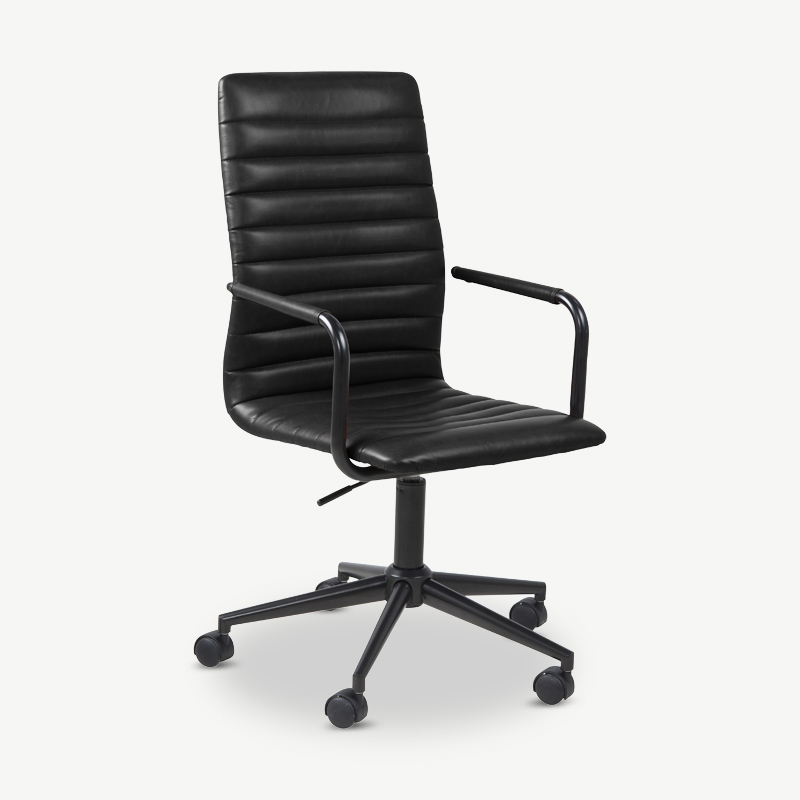 -€40 Hoyt bureaustoel, Zwart PU-leer & zwart frame