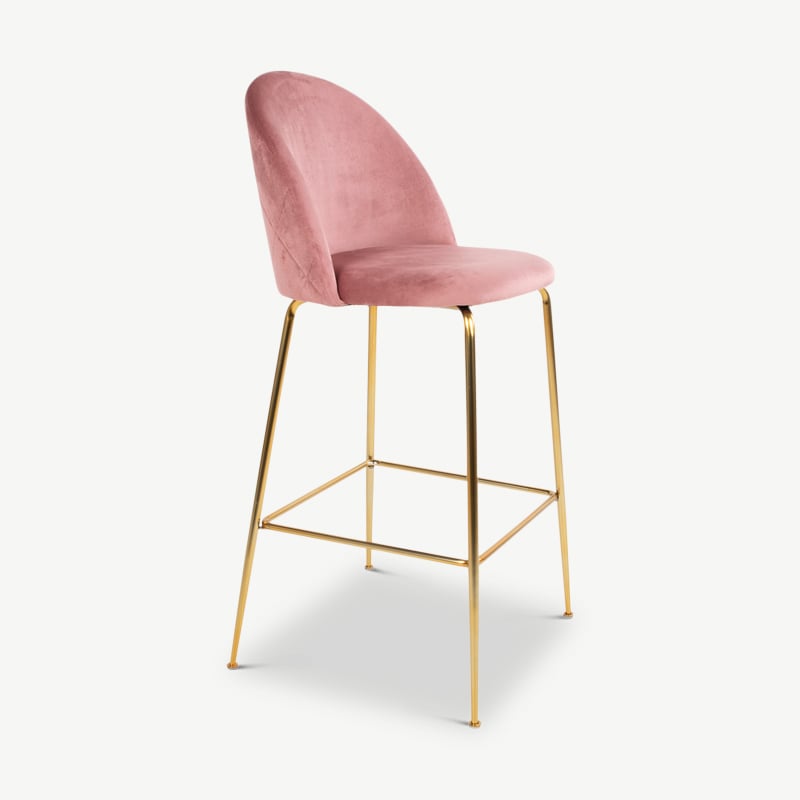 Paris Dining Chair, Blue Velvet & Black legs side view