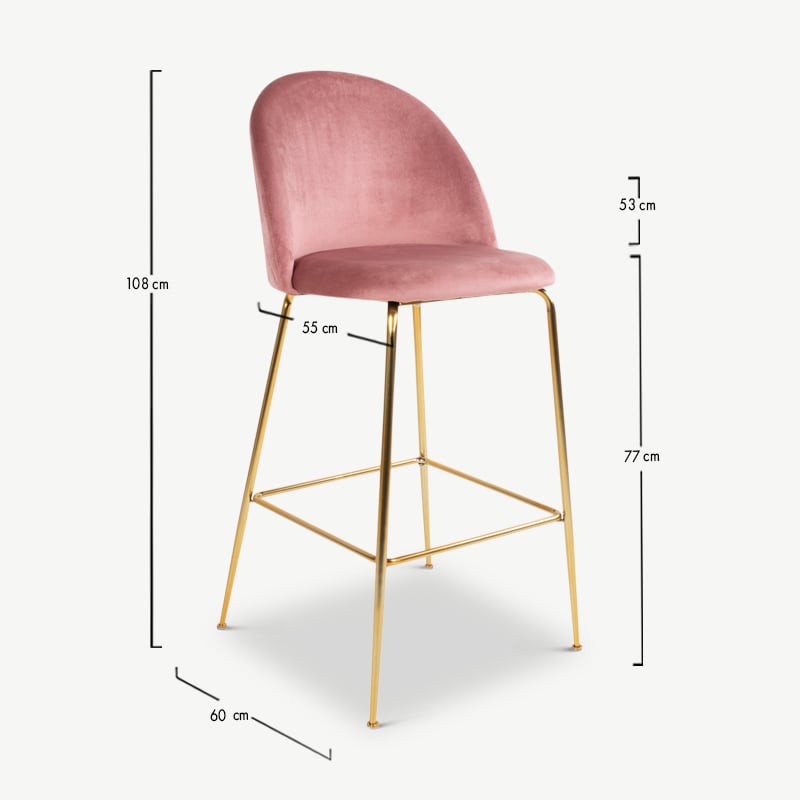 Paris Dining Chair, Blue Velvet & Black legs dimensions