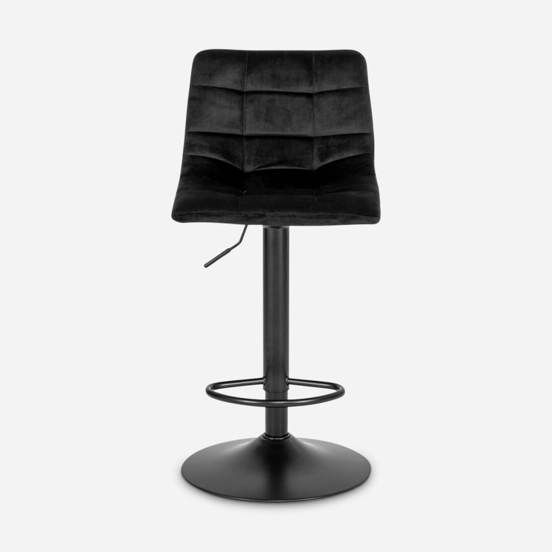 England Barstool, Black Leather & Black adjustable leg front view