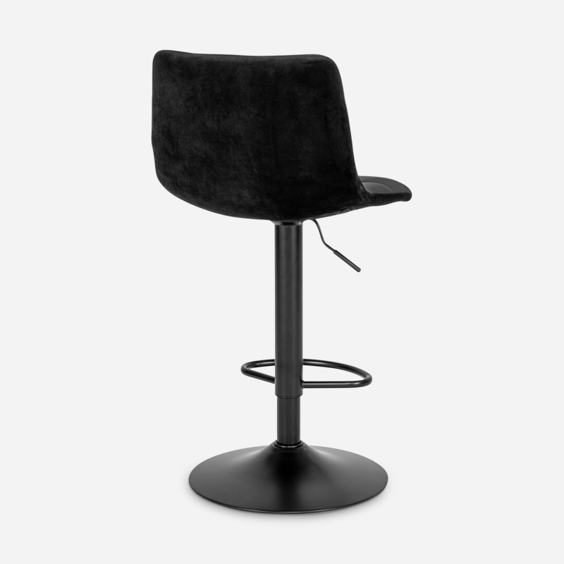 England Barstool, Black Leather & Black adjustable leg rear view