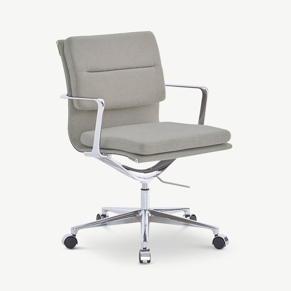 -€100 Bern bureaustoel, beige stof, lage rug