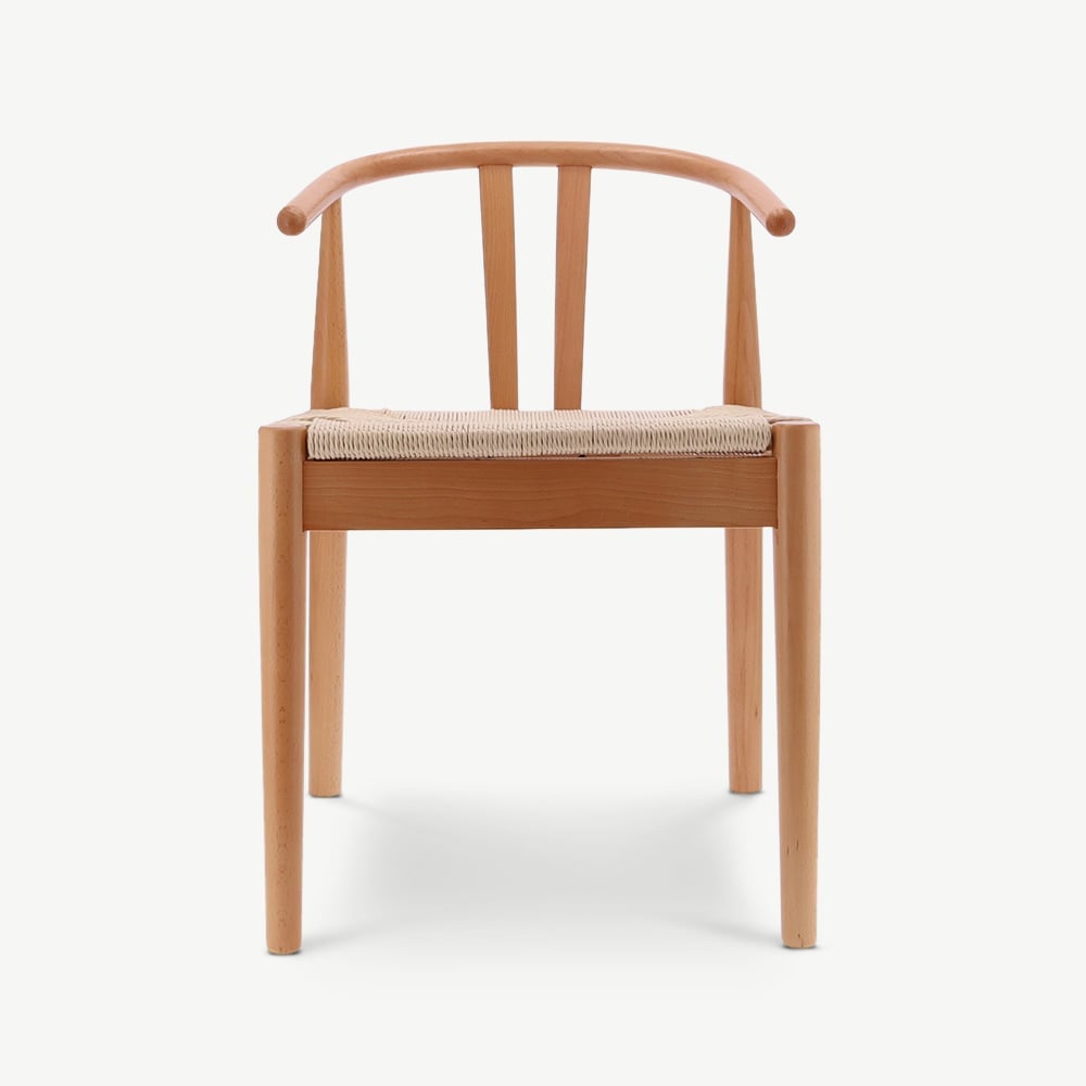 Scandi Wooden Dining Chair, Natural Rattan