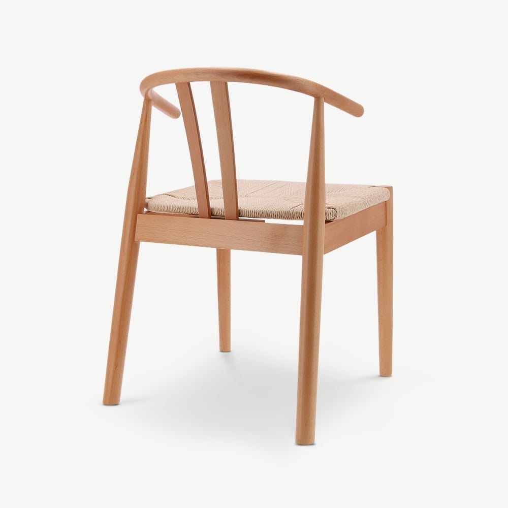 Scandi Wooden Dining Chair, Natural Rattan