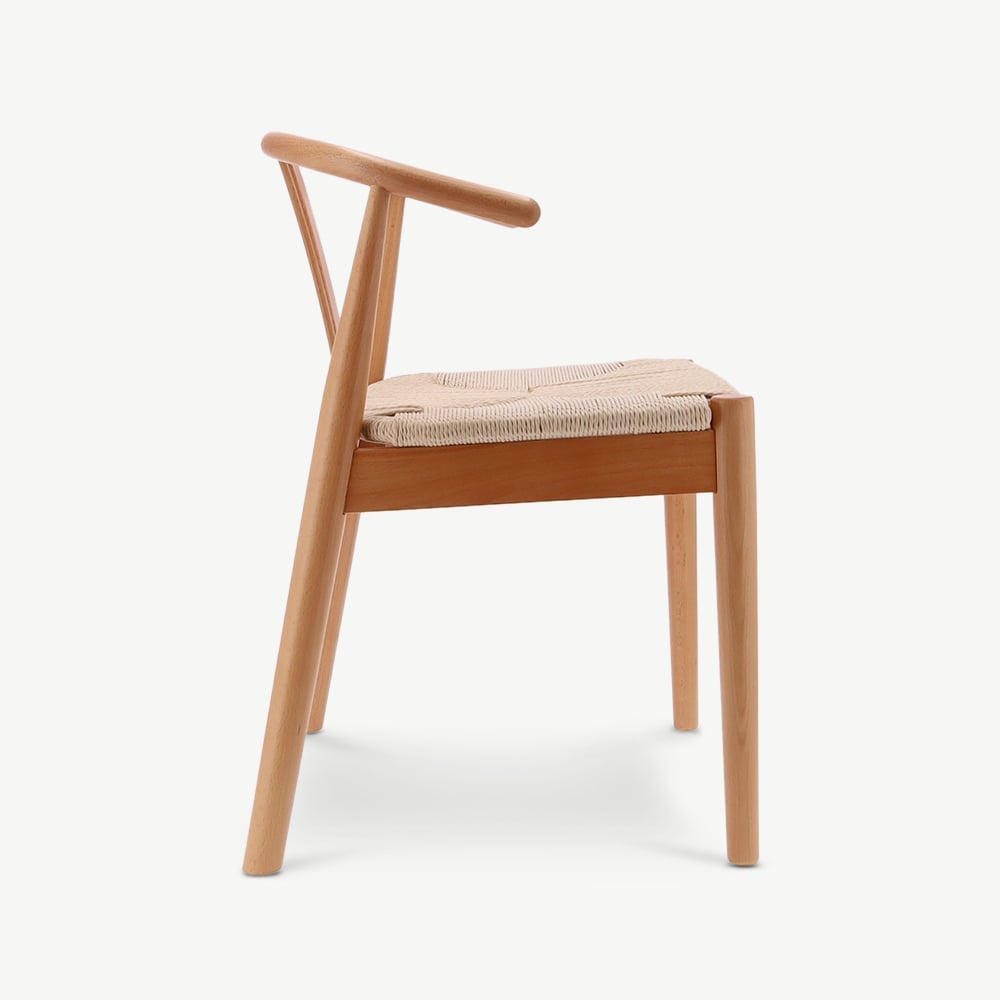 Scandi Wooden Dining Chair, Natural Rattan