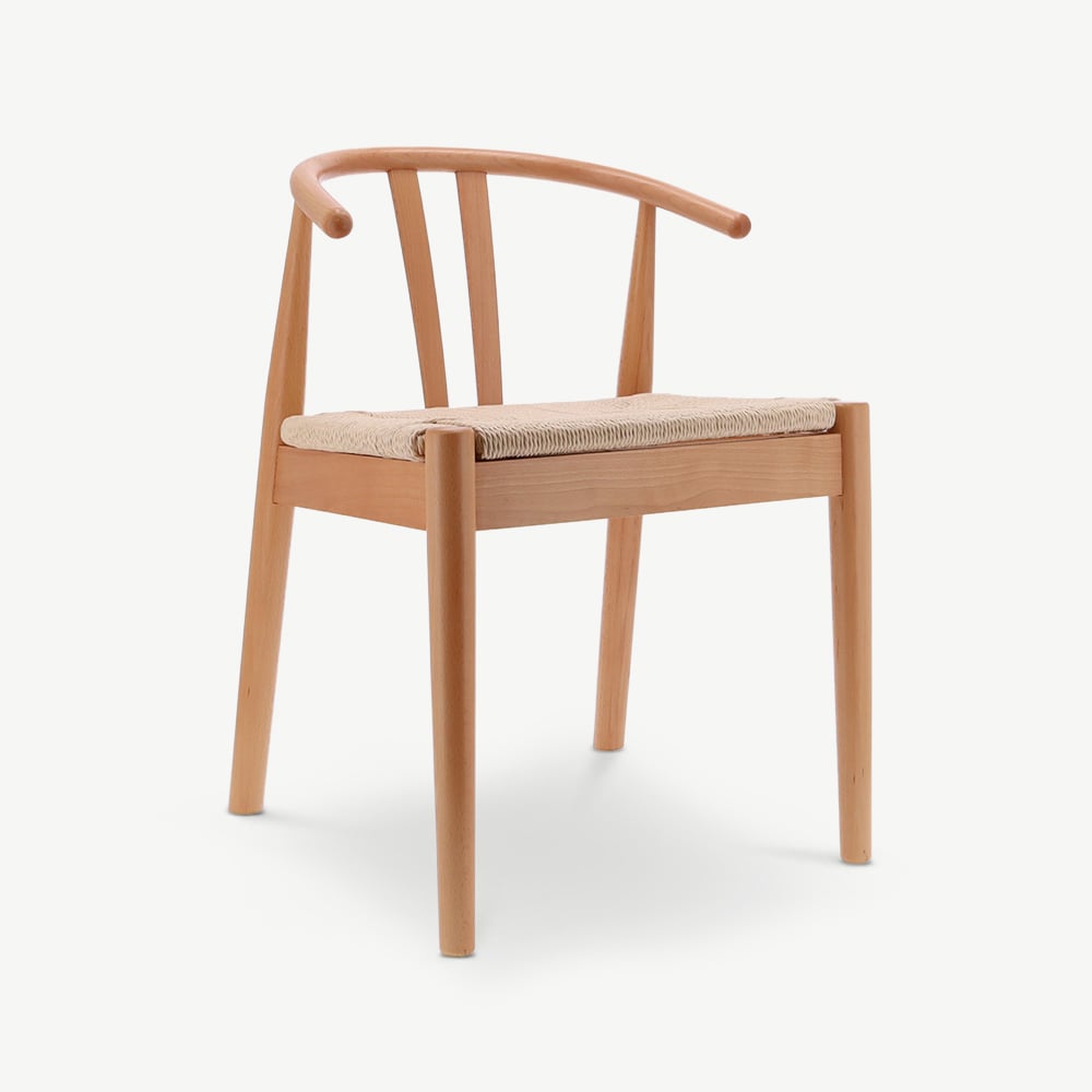 Scandi Wooden Dining Chair, Natural Rattan