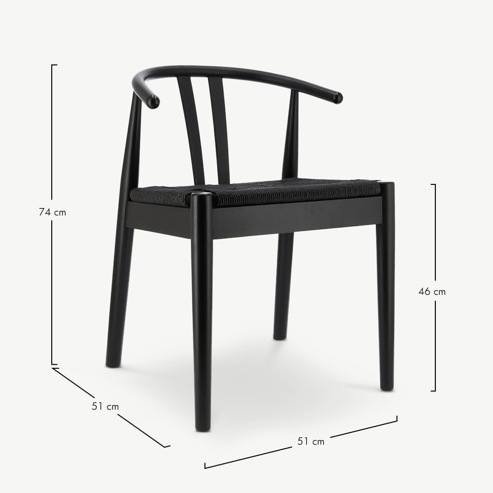 Chaise Scandi en bois en rotin noir