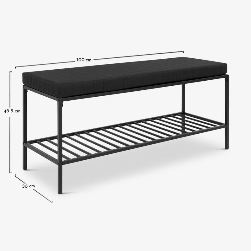 Mensa Bank, Schwarzes Kissen & Stahl Abmessungen
