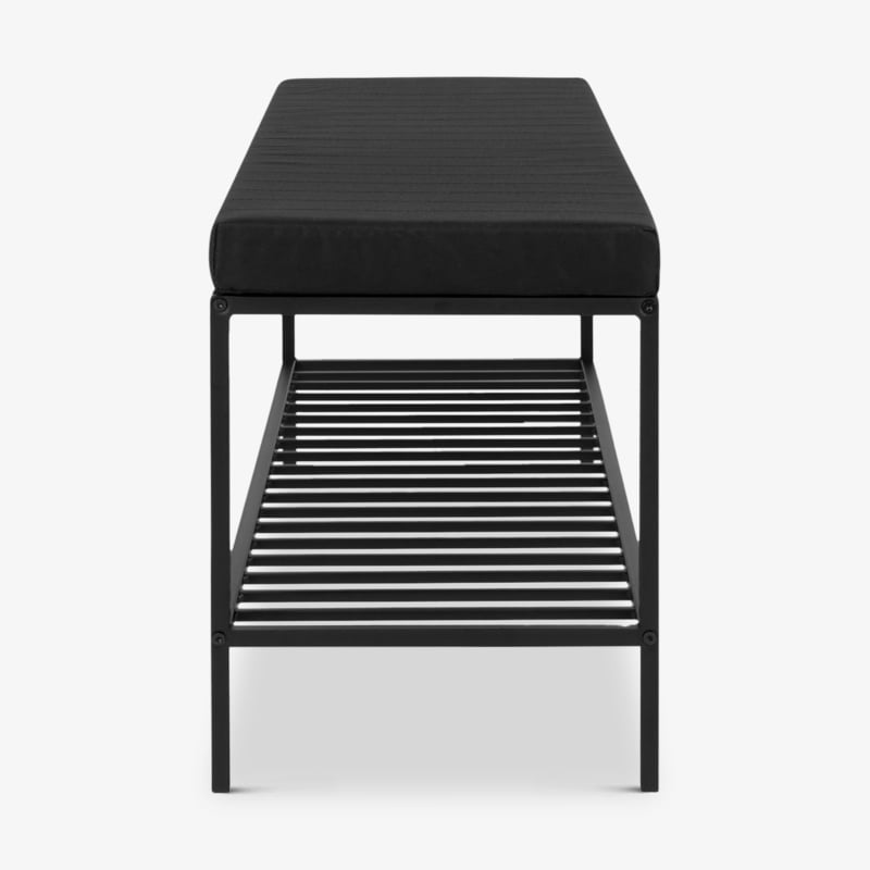 Mensa Bank, Schwarzes Kissen & Stahl Seitenansicht
