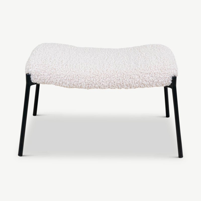 Repose-pieds Dublin, bouclette & noir vue de face