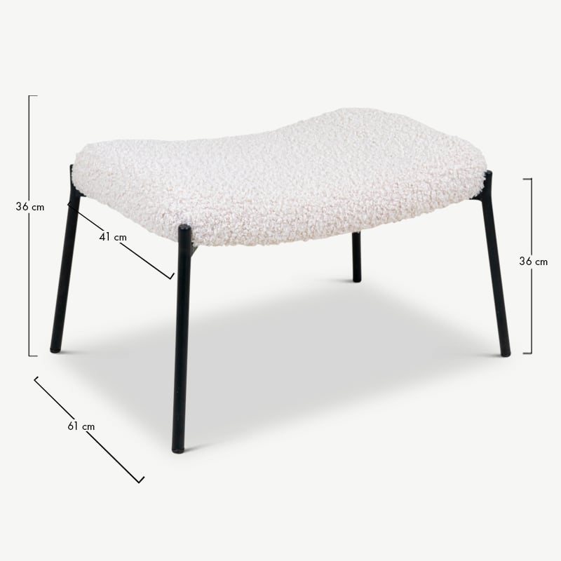 Repose-pieds Dublin, bouclette & noir dimensions