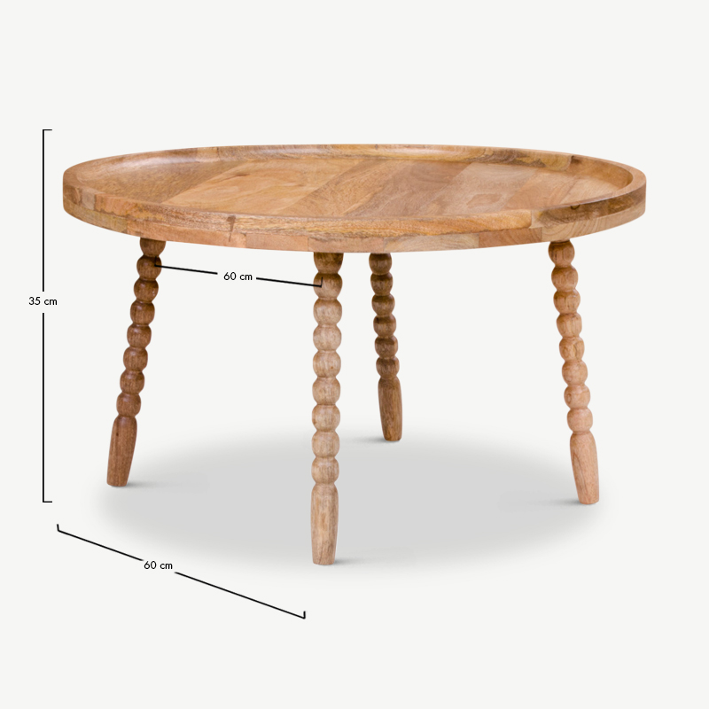 Jammu salontafel, natuurlijk mangohout afmetingen