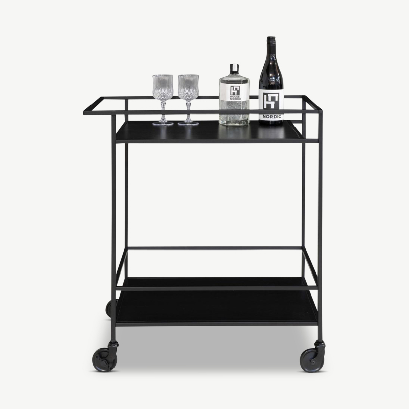 Vivid Barwagen, schwarzer Stahl & schwarzer Rahmen Frontansicht
