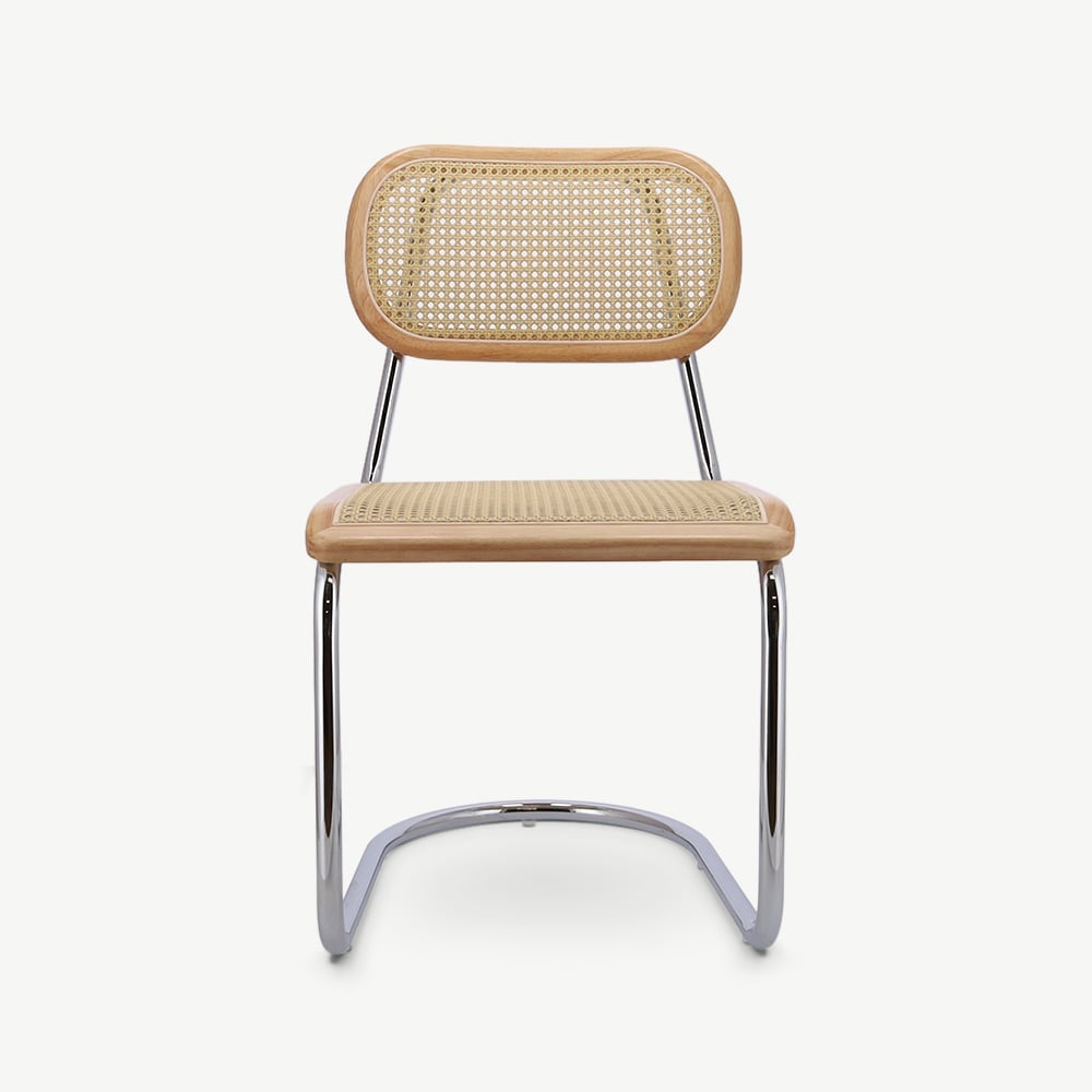 Noor Rattan Freischwinger-Stuhl, Natur & Chrom