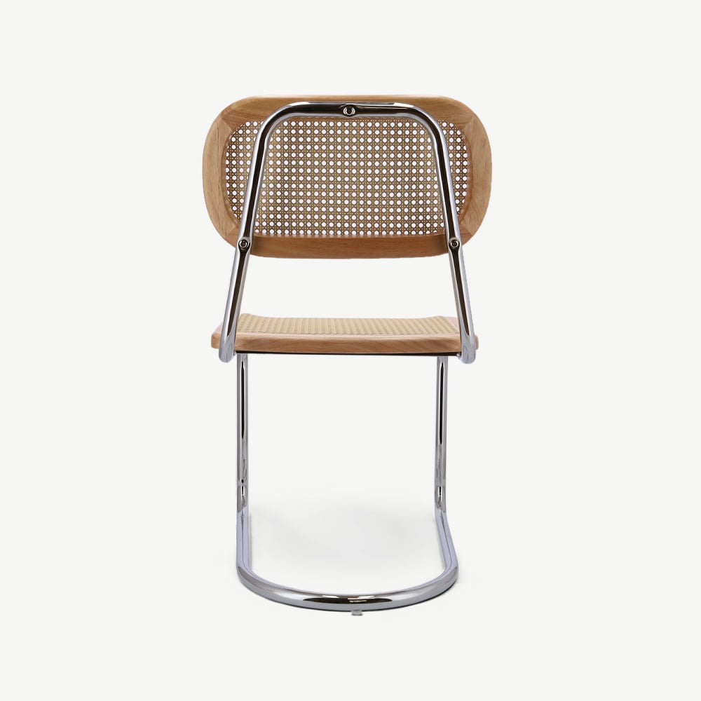 Noor Rattan Freischwinger-Stuhl, Natur & Chrom