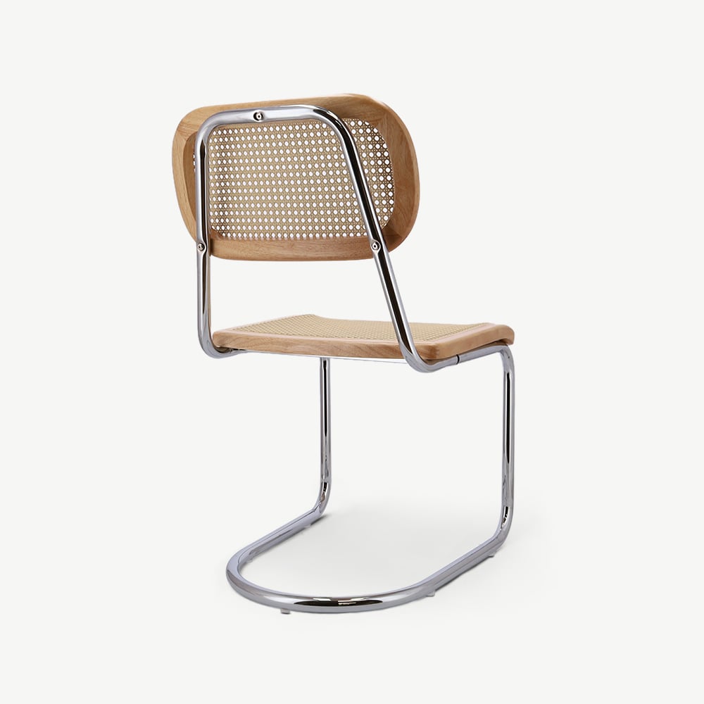 Noor Rattan Freischwinger-Stuhl, Natur & Chrom