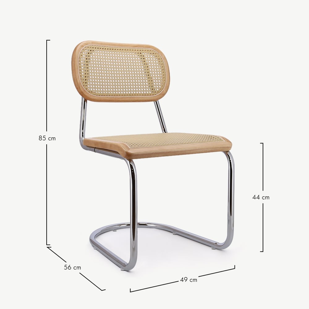 Noor Rattan Freischwinger-Stuhl, Natur & Chrom