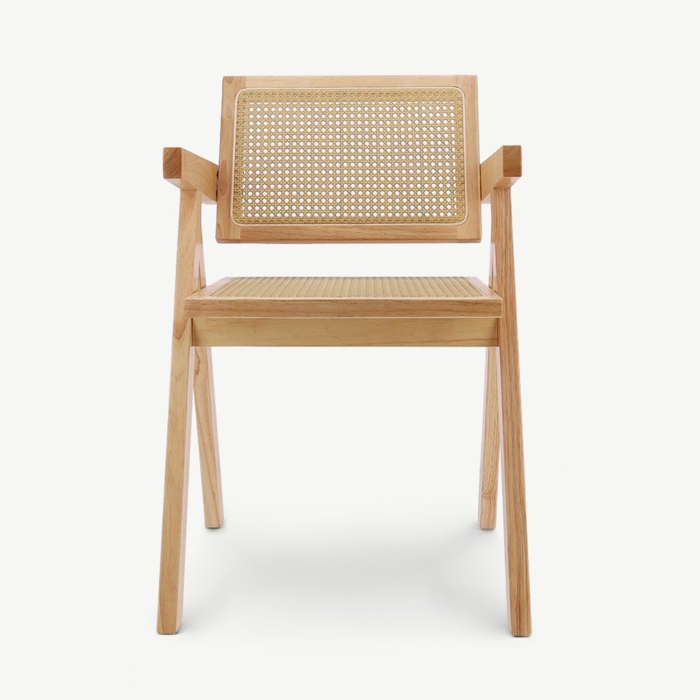 Peter houten eetkamerstoel, naturel & rotan