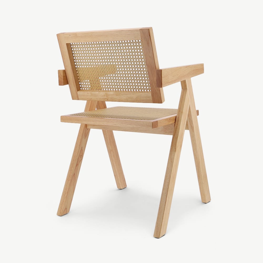 Peter houten eetkamerstoel, naturel & rotan