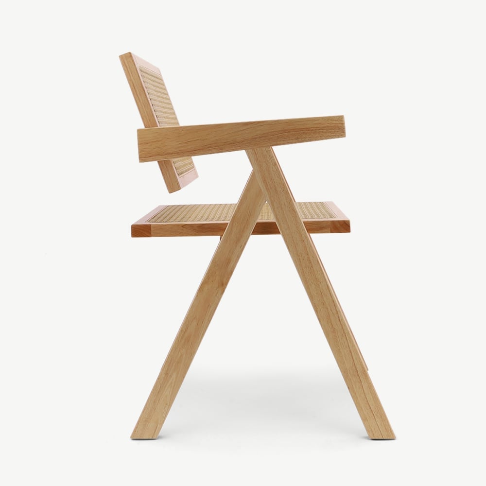 Peter houten eetkamerstoel, naturel & rotan