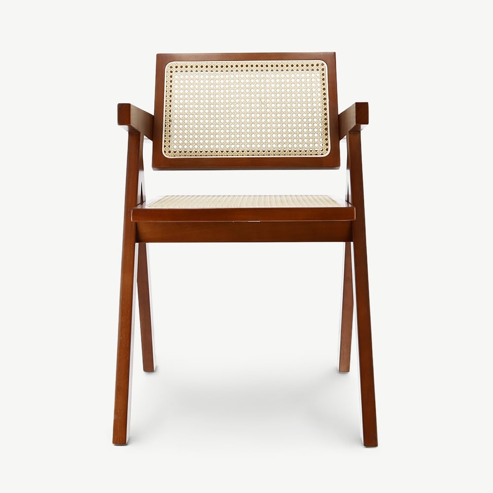 Peter Holz Esszimmerstuhl, Cognac & Rattan