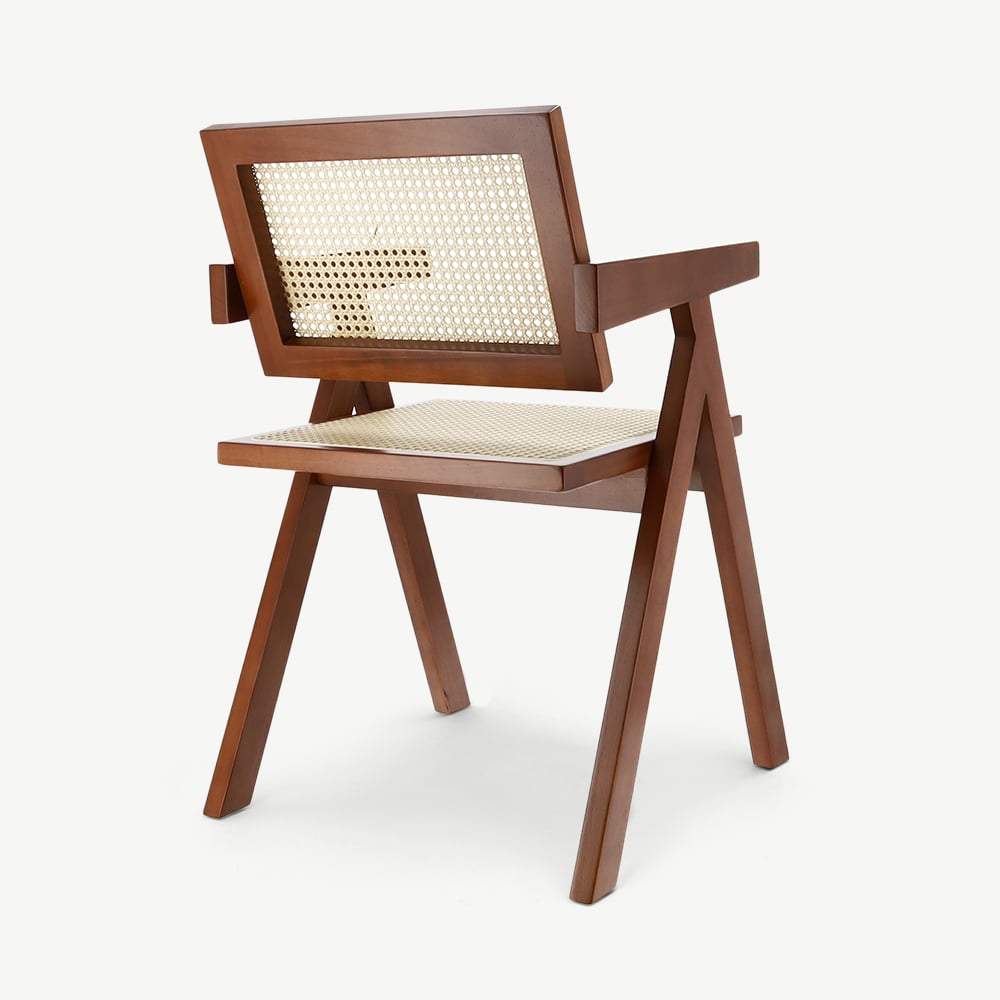 Peter Holz Esszimmerstuhl, Cognac & Rattan