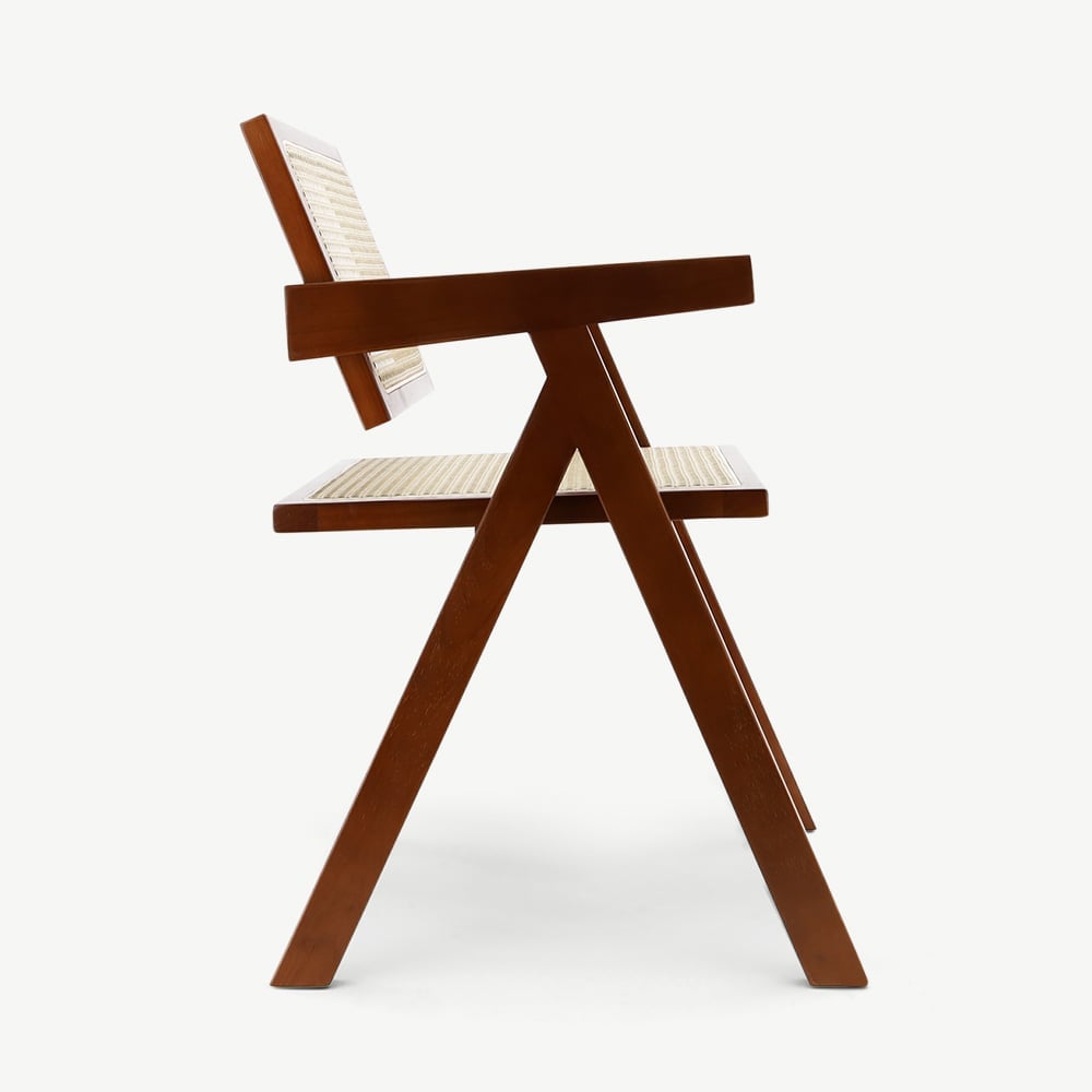 Peter Holz Esszimmerstuhl, Cognac & Rattan