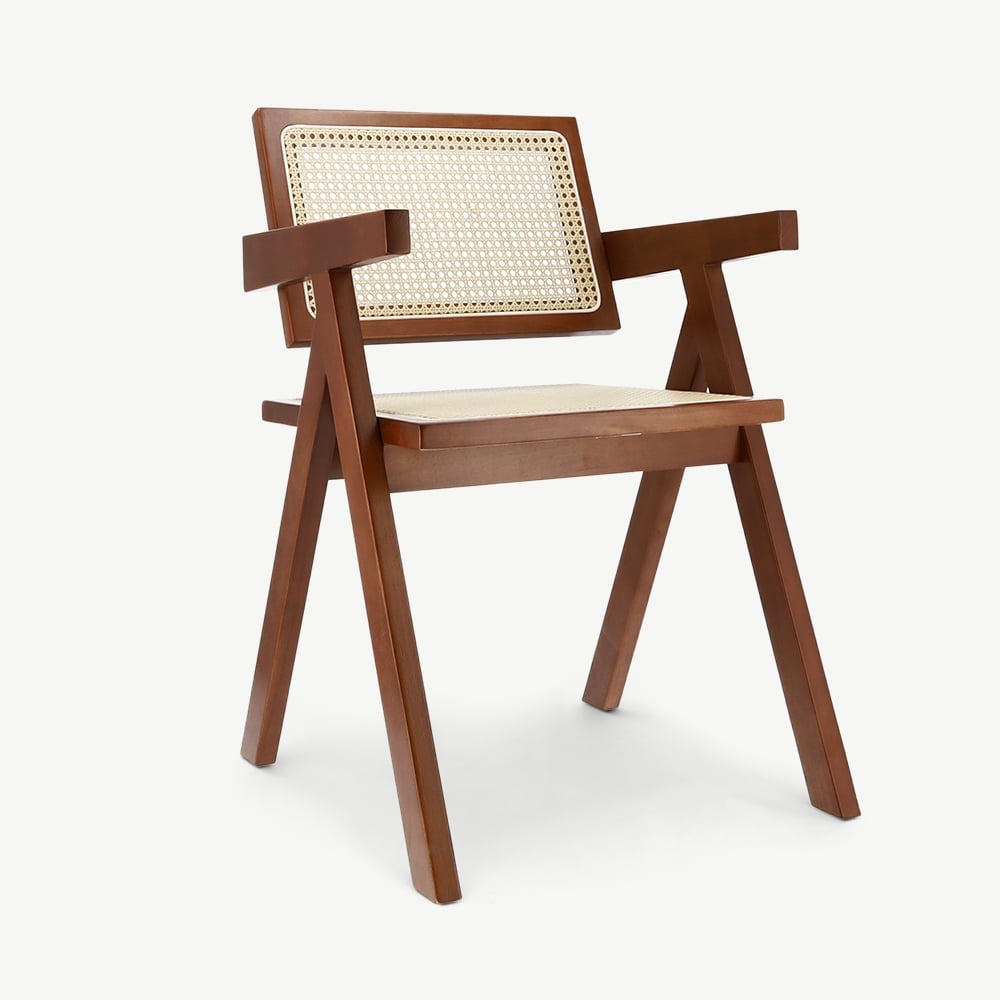 Peter Holz Esszimmerstuhl, Cognac & Rattan