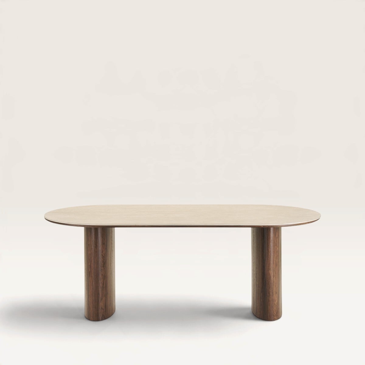 Ostuni Ovaler Esstisch, Travertin & Nussbaum, 210 cm