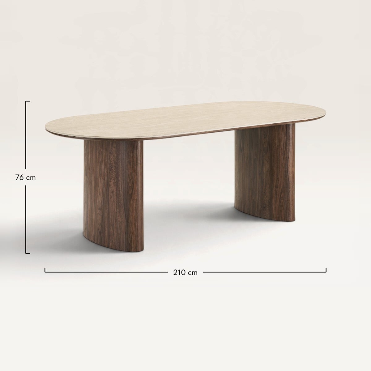 Ostuni Ovaler Esstisch, Travertin & Nussbaum, 210 cm