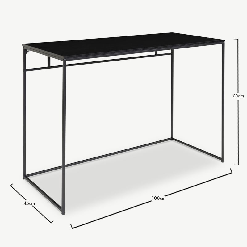 Vice Desk, structure noire & plateau noir dimensions
