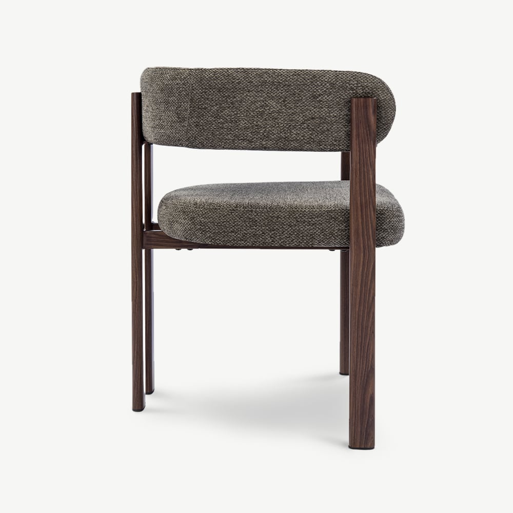 Chaise Percy à Accoudoirs, Tissu Anthracite, Cadre Noyer
