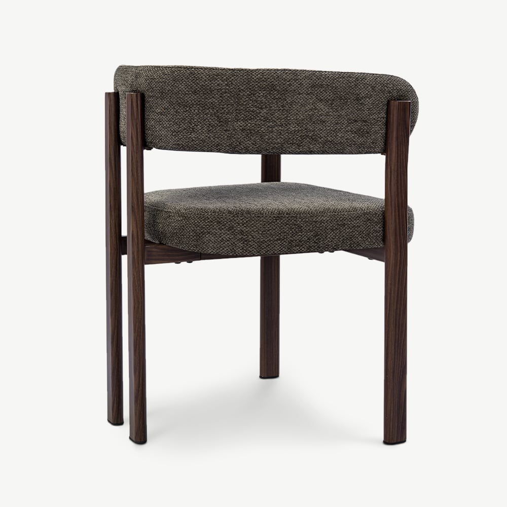Chaise Percy à Accoudoirs, Tissu Anthracite, Cadre Noyer