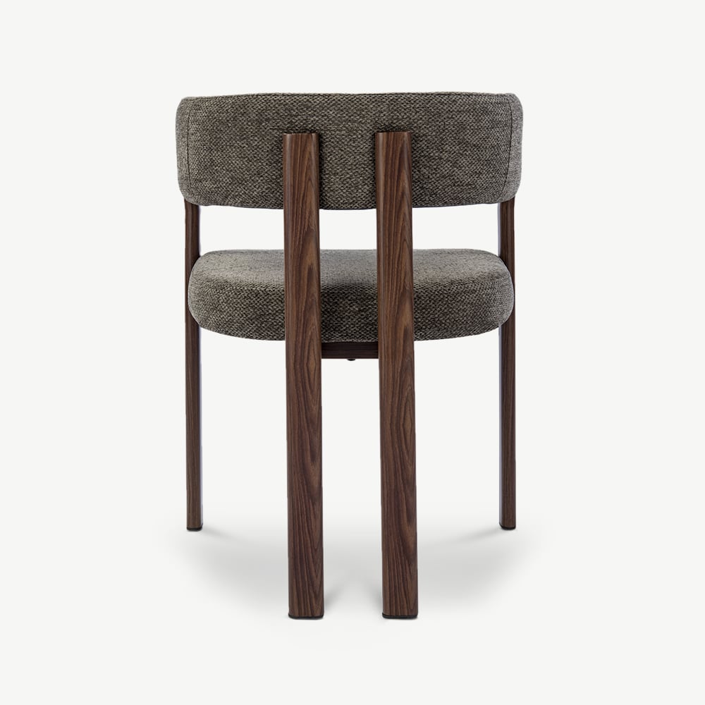 Chaise Percy à Accoudoirs, Tissu Anthracite, Cadre Noyer