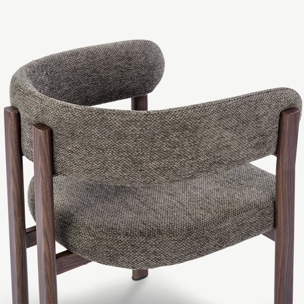 Chaise Percy à Accoudoirs, Tissu Anthracite, Cadre Noyer