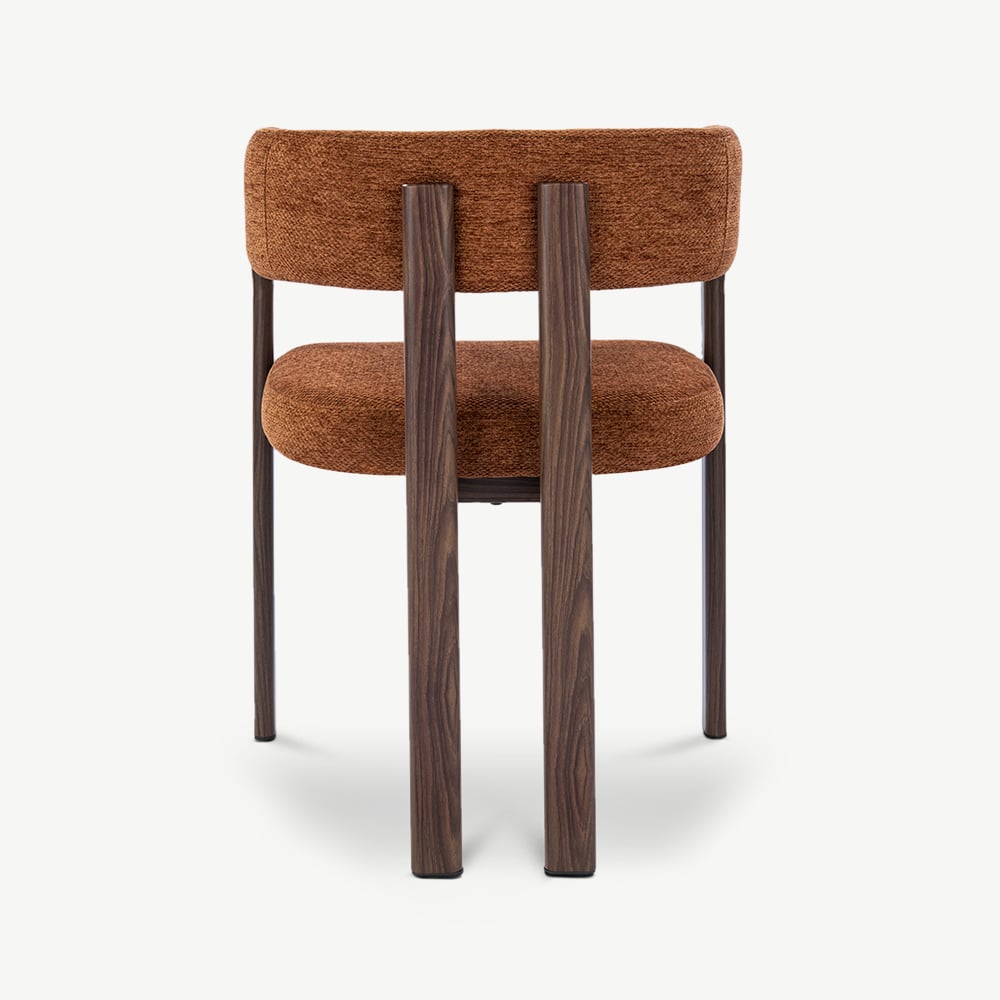 Percy Dining Chair with Armrests, Terracotta Fabric, Walnut
