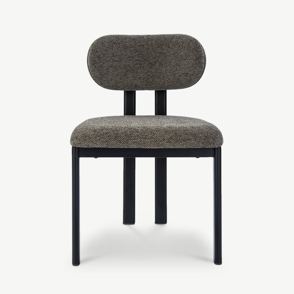 Percy Dining Chair, Anthracite Fabric, Black Metal