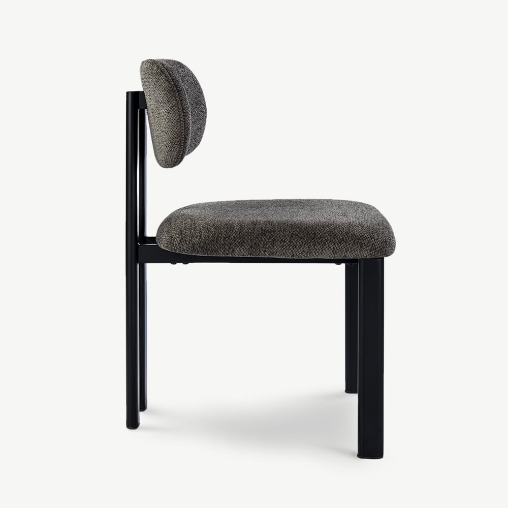 Percy Dining Chair, Anthracite Fabric, Black Metal