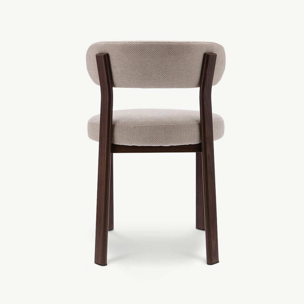 Duveen Eetkamerstoel, Beige Stof, Walnoot