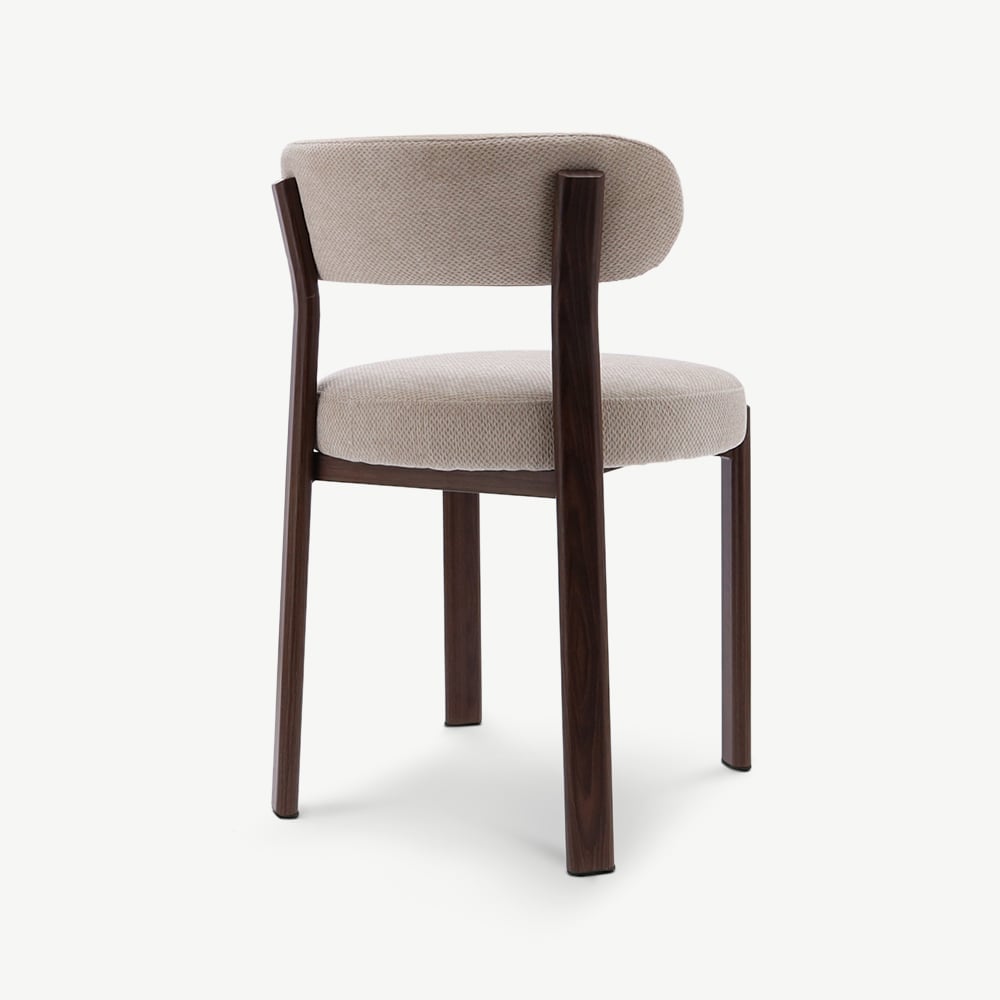 Duveen Eetkamerstoel, Beige Stof, Walnoot