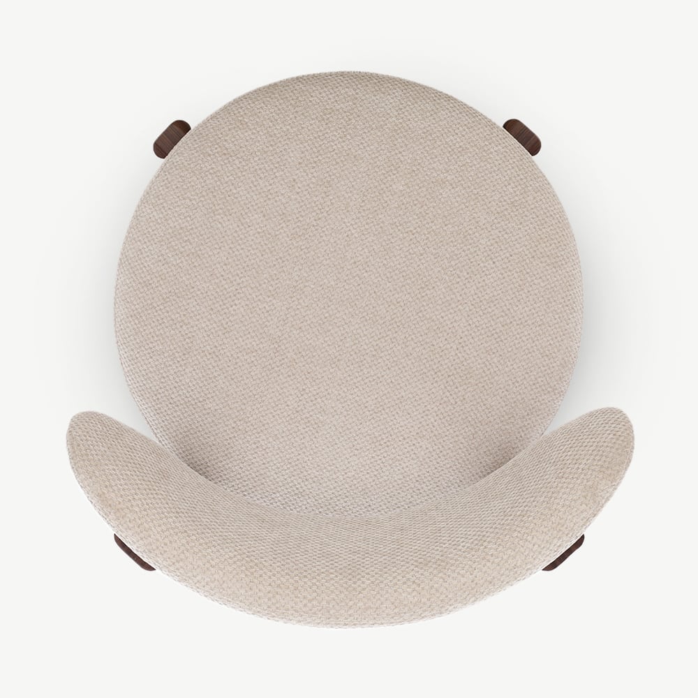 Duveen Eetkamerstoel, Beige Stof, Walnoot