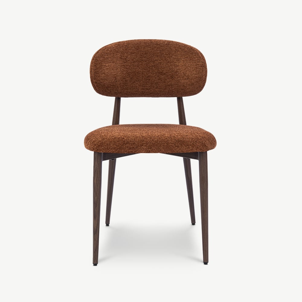 Chaise Rabiah, Tissu Terracotta, Cadre Noyer