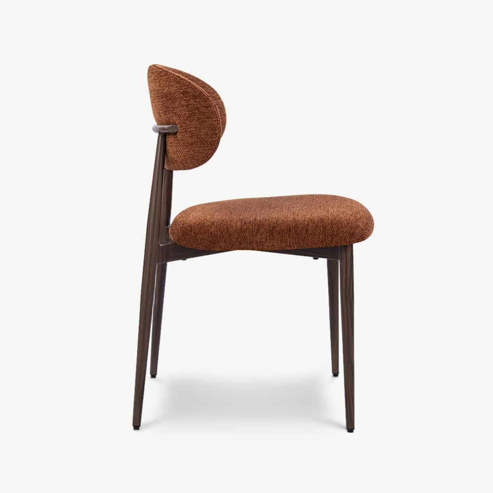 Chaise Rabiah, Tissu Terracotta, Cadre Noyer
