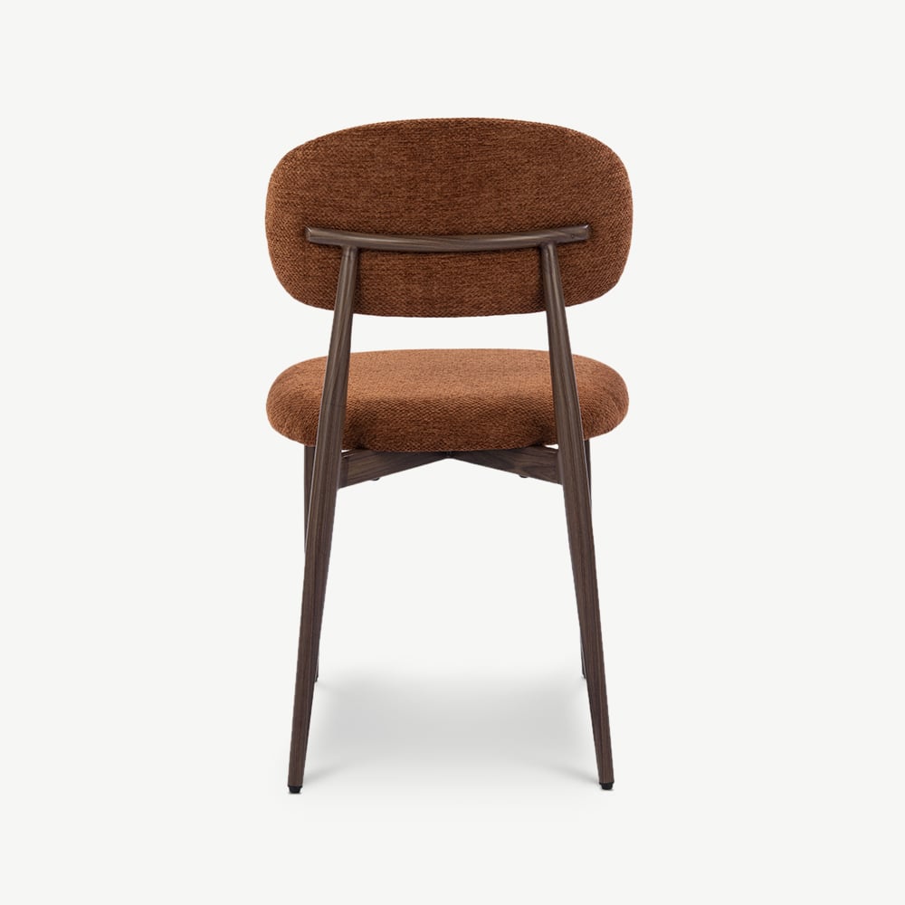 Chaise Rabiah, Tissu Terracotta, Cadre Noyer