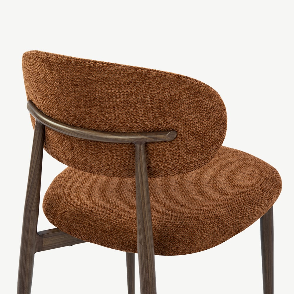 Chaise Rabiah, Tissu Terracotta, Cadre Noyer