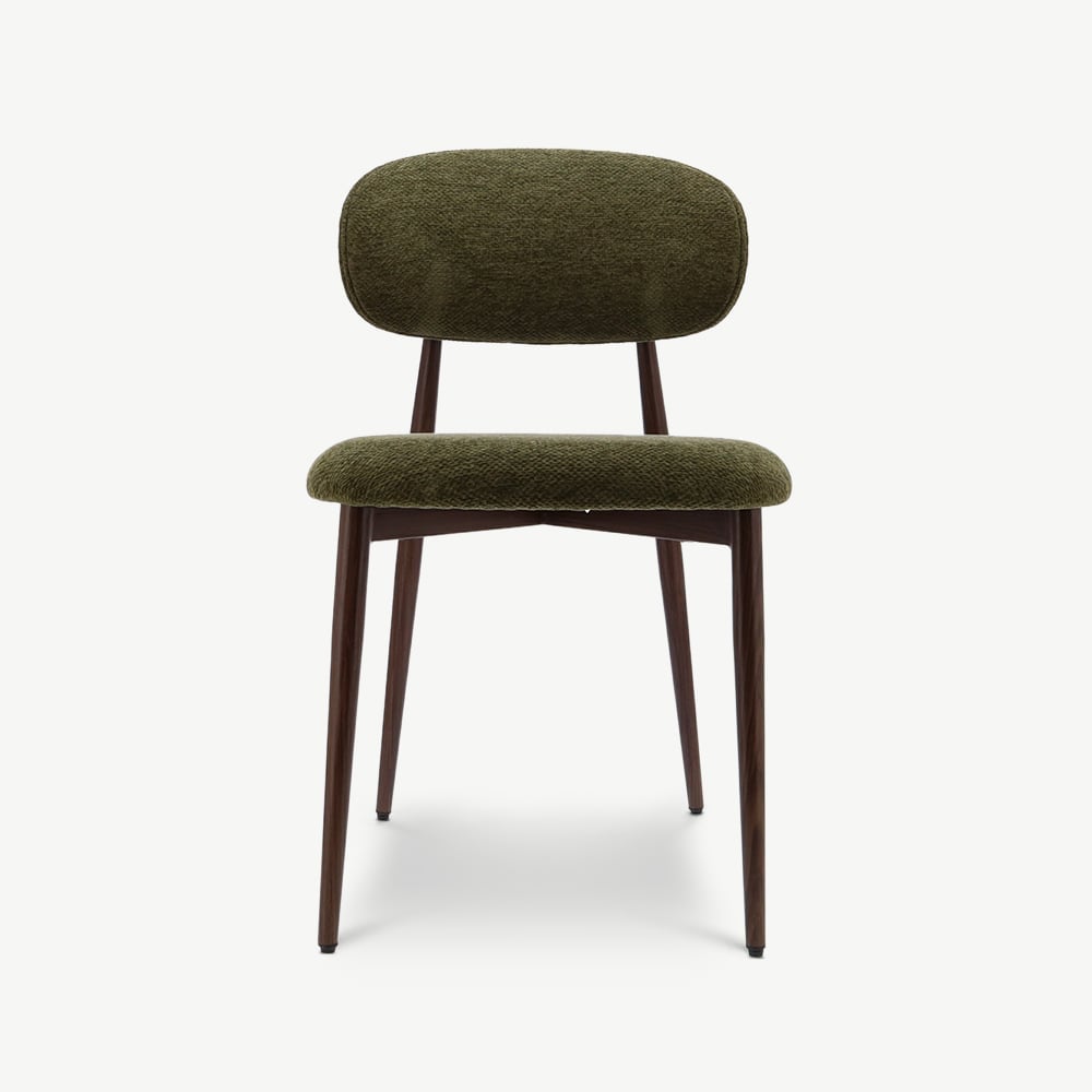 Chaise Rabiah, Tissu Vert, Cadre Noyer