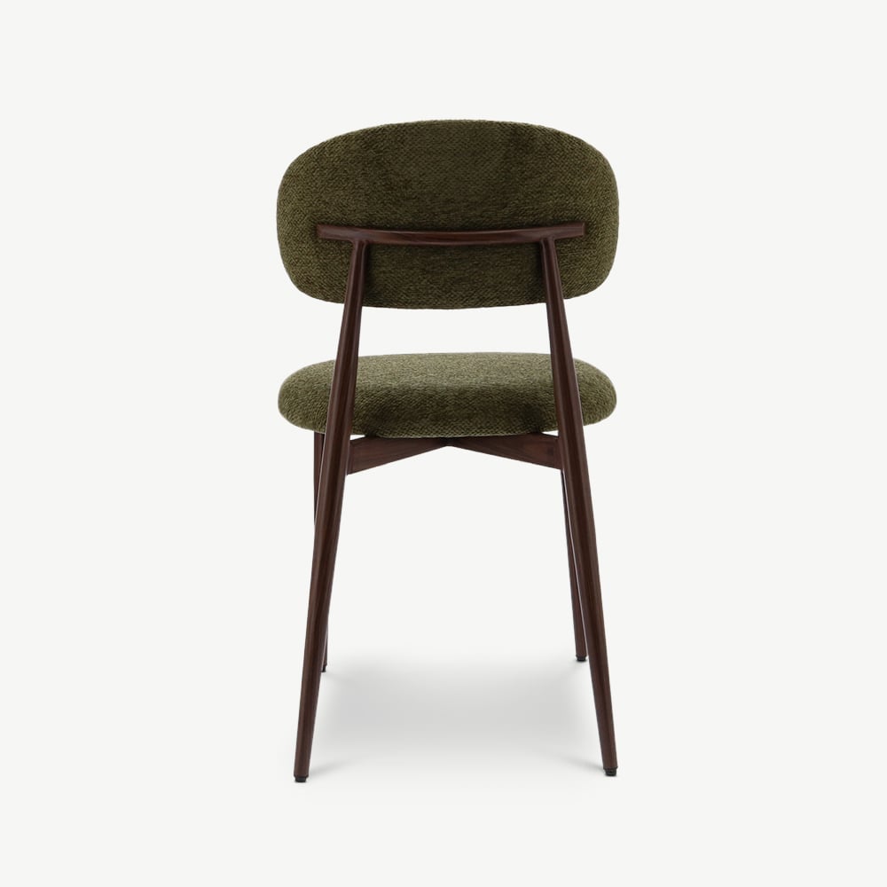 Chaise Rabiah, Tissu Vert, Cadre Noyer