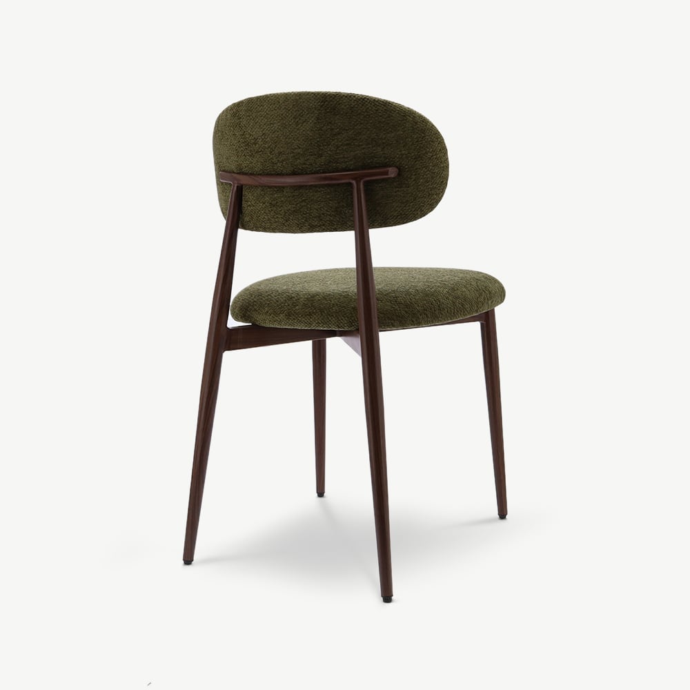 Chaise Rabiah, Tissu Vert, Cadre Noyer