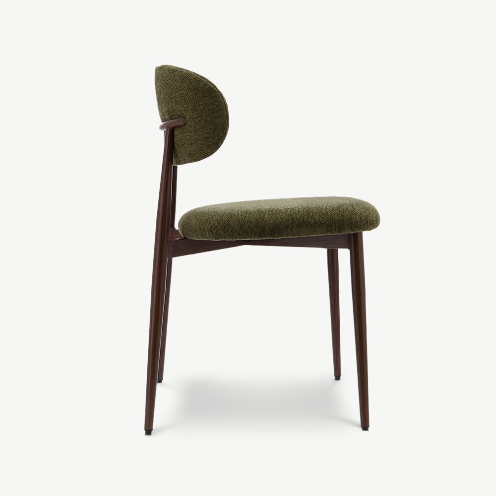 Chaise Rabiah, Tissu Vert, Cadre Noyer