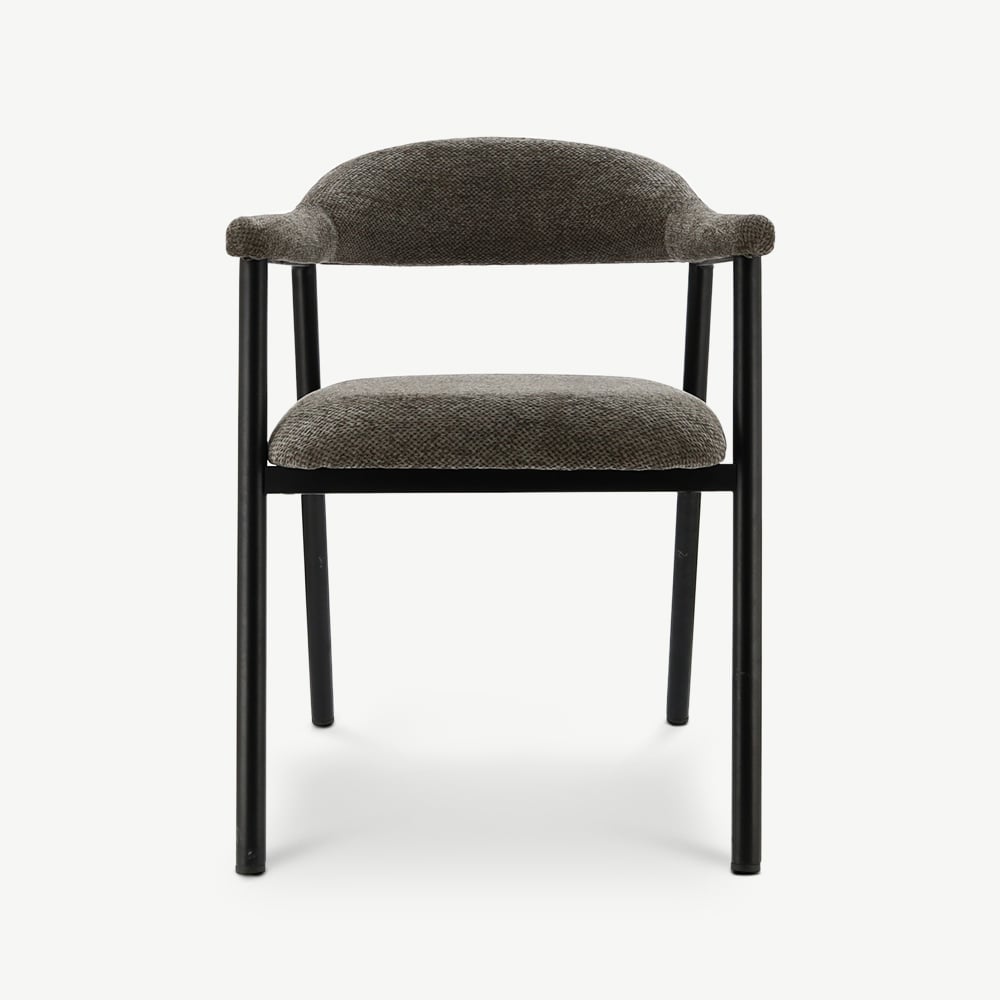 Chaise à accoudoirs Bjorn, Tissu Anthracite, Métal Noir